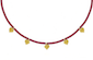 N303 Aspen Leaves in 18Kt gold with Diamonds with Garnet Beads
